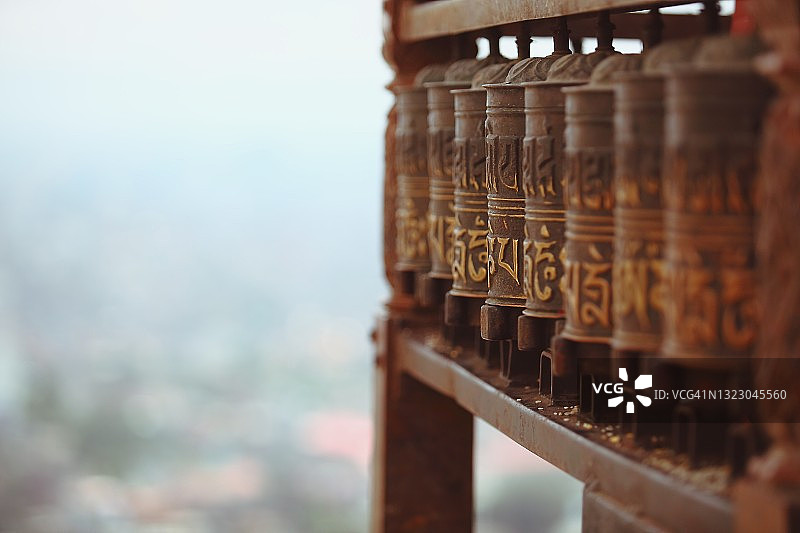 尼泊尔加德满都祈祷轮寺庙图片素材