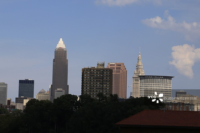 克利夫兰市中心城市天际线，俄亥俄州图片素材