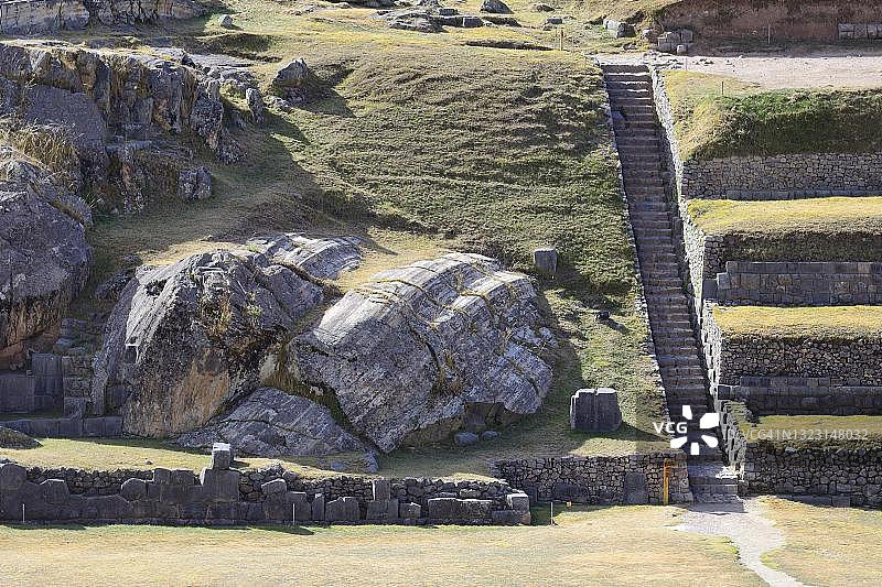 秘鲁库斯科萨克赛瓦曼印加遗址的石头楼梯图片素材
