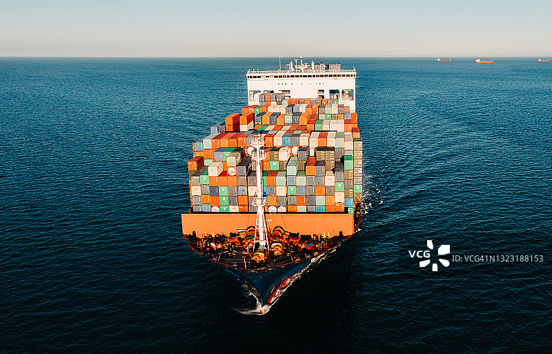 英国索伦特海集装箱船航拍日景照片图片素材