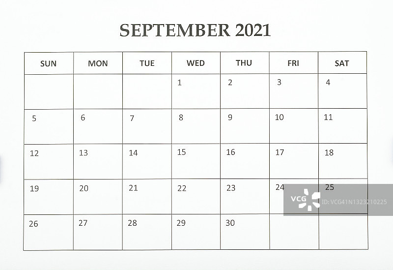 九月日历图片素材