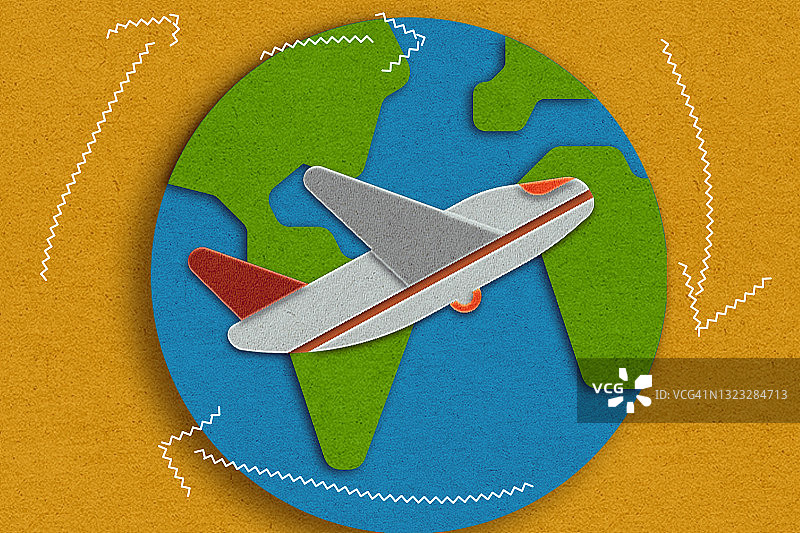毛毡全球航空旅行概念图片素材