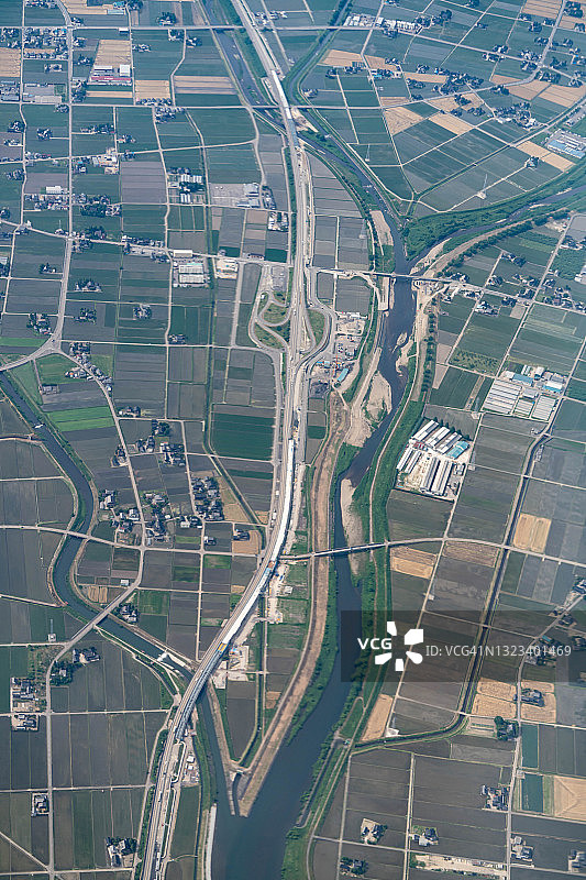 飞机航拍日本富山县南砺市图片素材