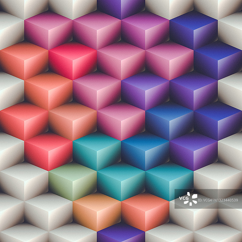 3D抽象多边形彩色立方体无缝图案背景图片素材
