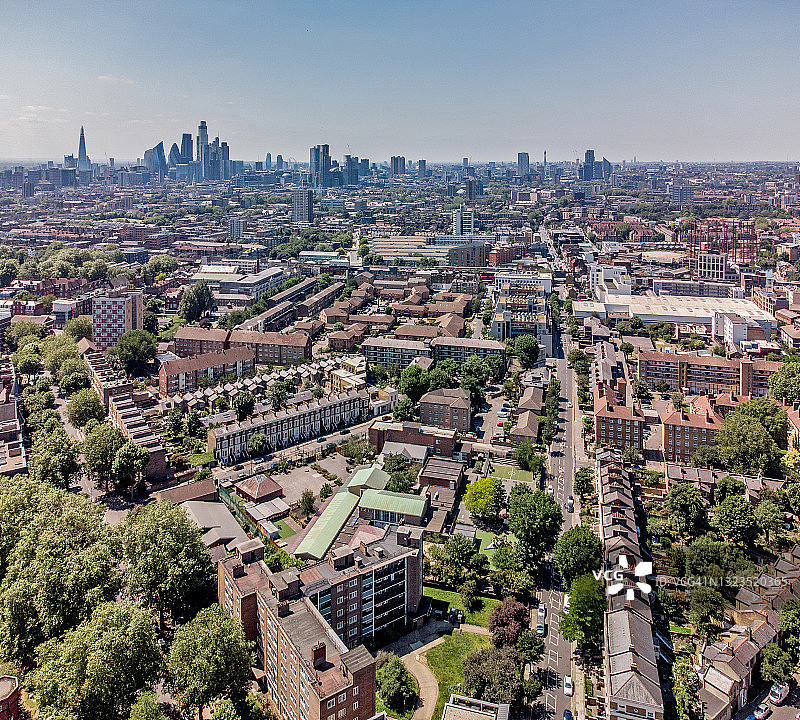东伦敦高角度鸟瞰图片素材