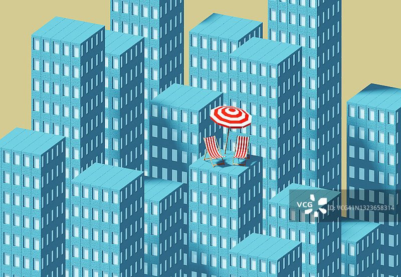 屋顶沙滩椅遮阳伞图片素材