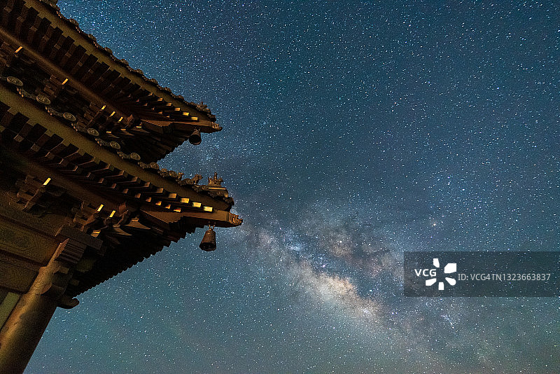 古代建筑与星空图片素材