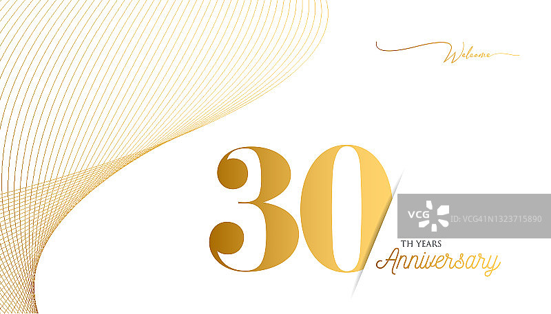 周年纪念标志模版，金色手写字体图片素材