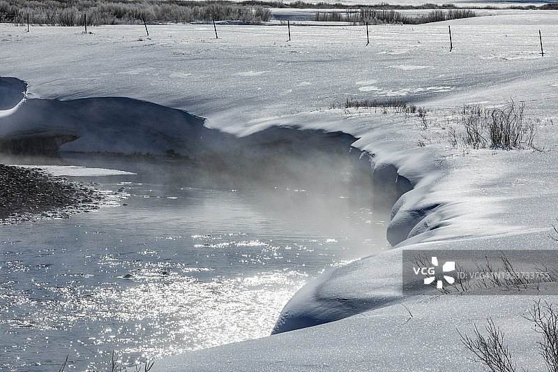 美国爱达荷州Stanley冬季萨蒙河风光图片素材