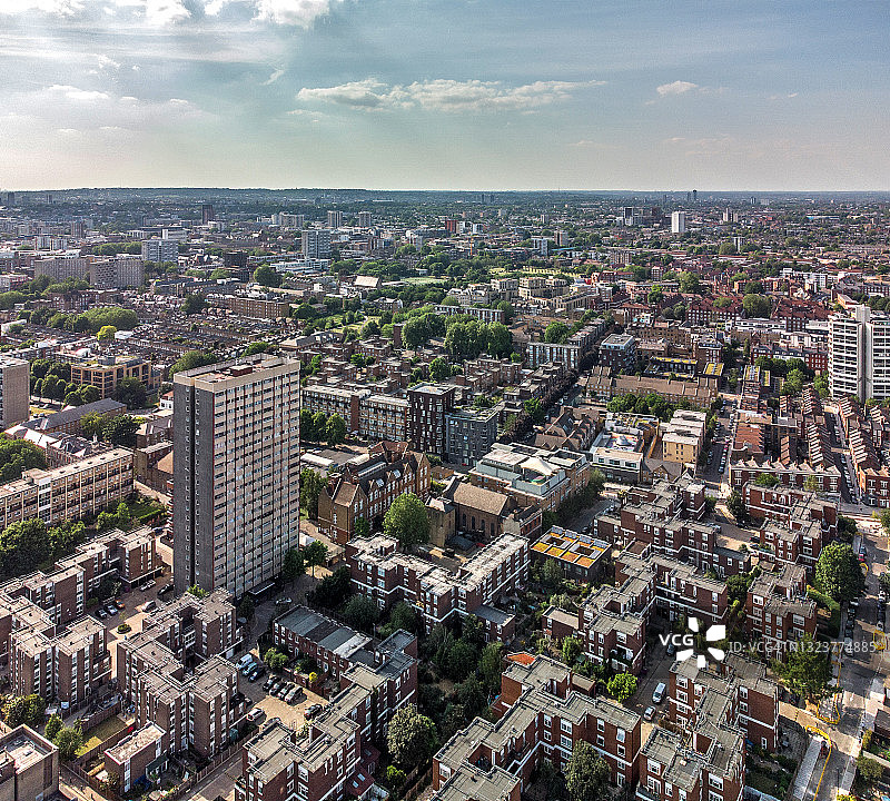 高角度看伦敦贝斯纳尔格林图片素材