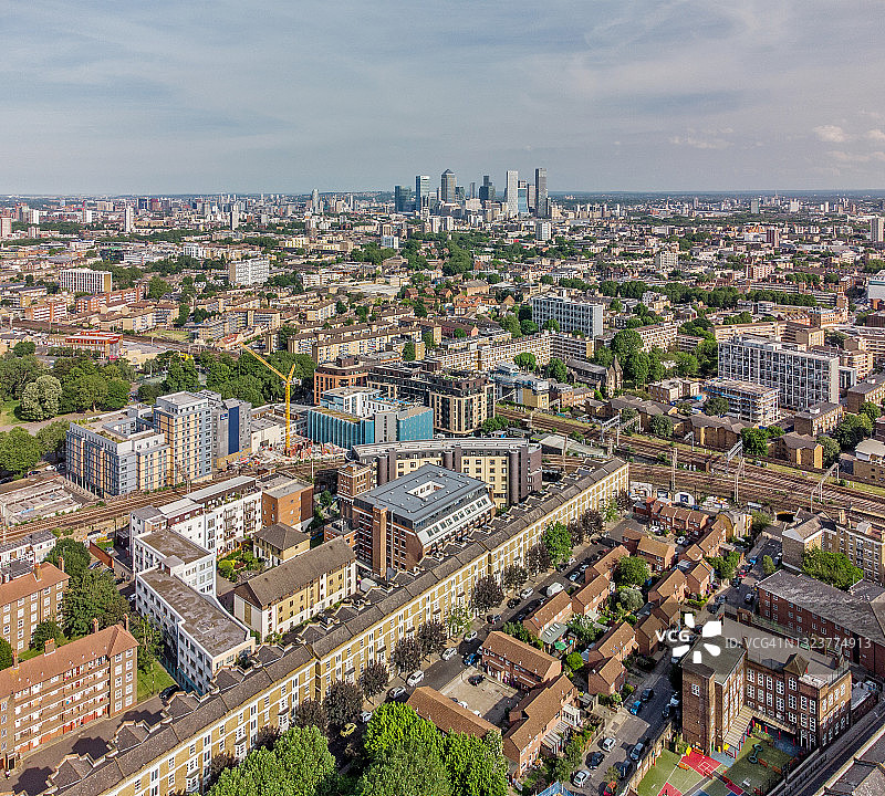 高角度看伦敦贝斯纳尔格林图片素材