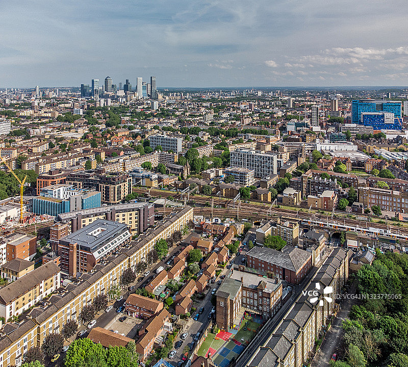高角度看伦敦贝斯纳尔格林图片素材