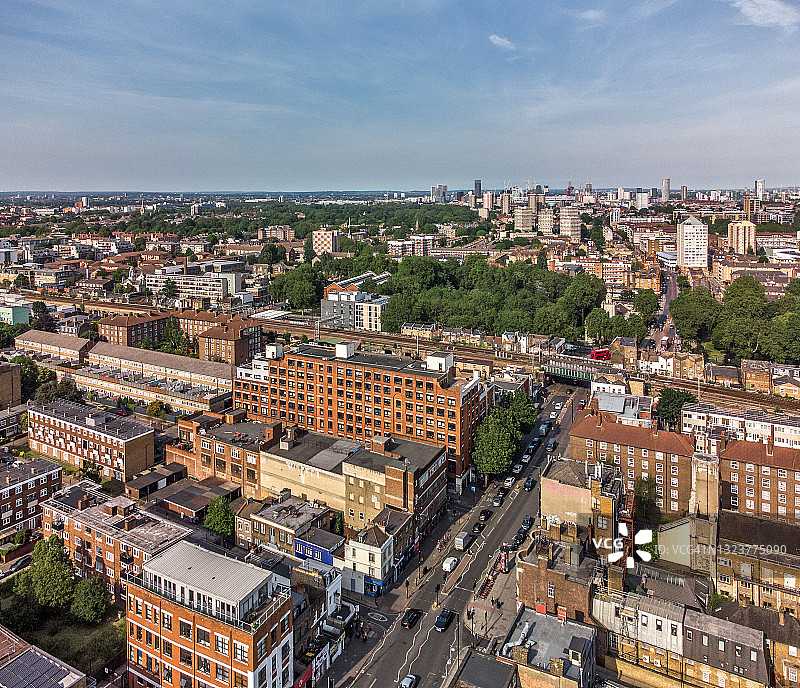 高角度看伦敦贝斯纳尔格林图片素材