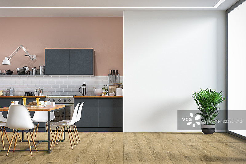 现代厨房和餐厅图片素材