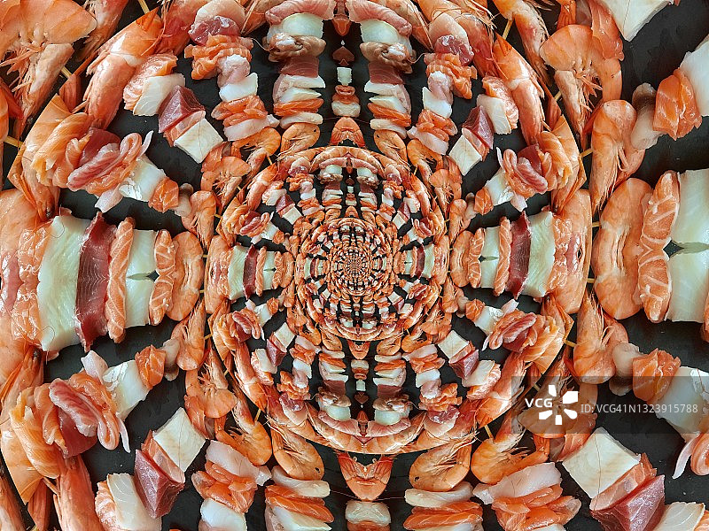 螺旋形鱼肉串图片素材