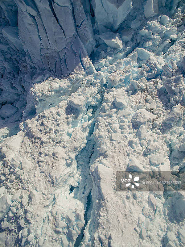 格陵兰伊卢利萨特Eqi冰川鸟瞰图片素材