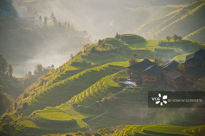 中国龙胜县龙脊梯田图片素材