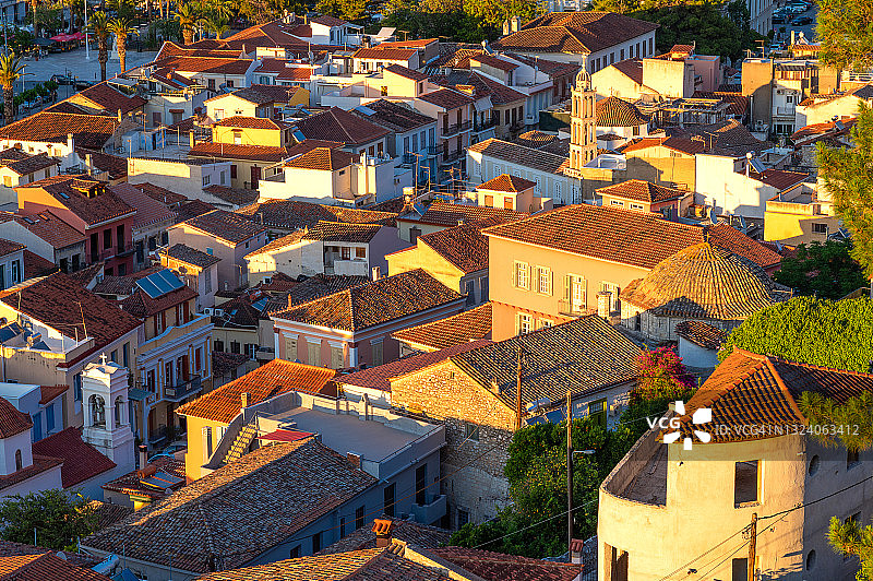 希腊纳夫普利奥老城日落概览图片素材