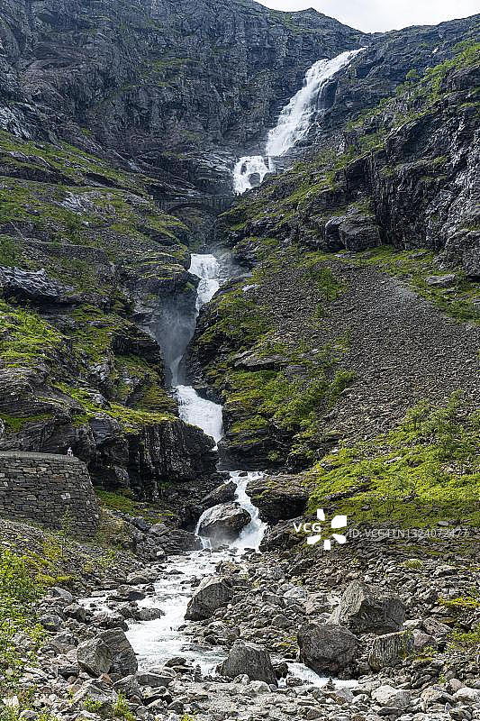 挪威，老精灵之路沿线的瀑布图片素材