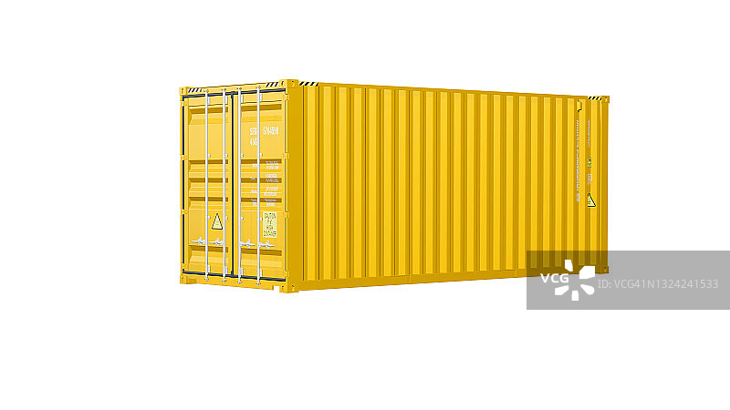 白色背景上的黄色集装箱3D渲染图片素材
