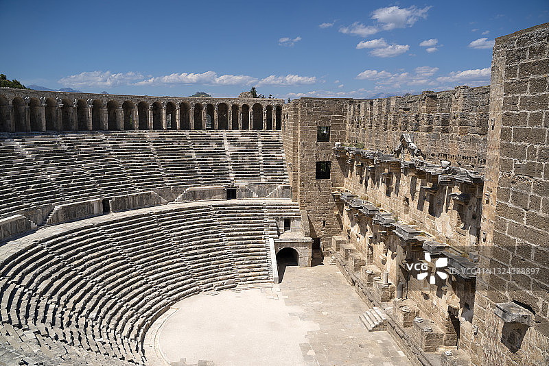 土耳其阿斯潘多斯剧院顶部通道图片素材