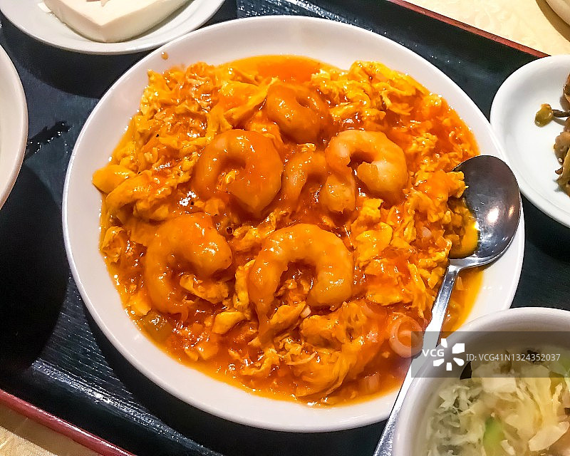 中华风味鸡蛋炒虾仁套餐图片素材