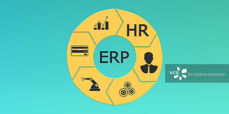 企业资源规划抽象业务图3D概念图片素材