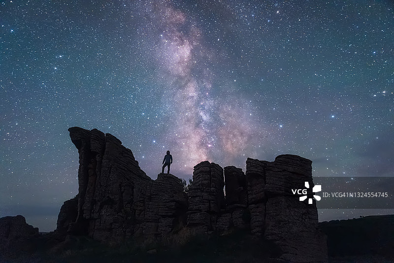 探索银河星空下的石林图片素材