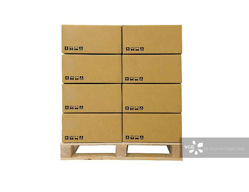 托盘上的纸板箱：货物，配送和运输物流存储图片素材