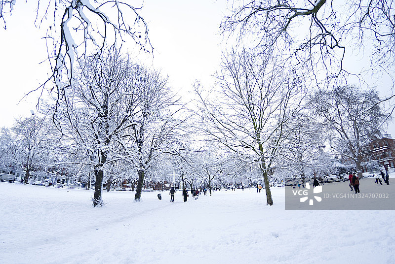 雪后的伦敦富勒姆帕森斯格林图片素材