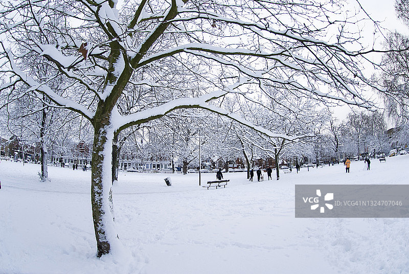 雪后的伦敦富勒姆帕森斯格林图片素材
