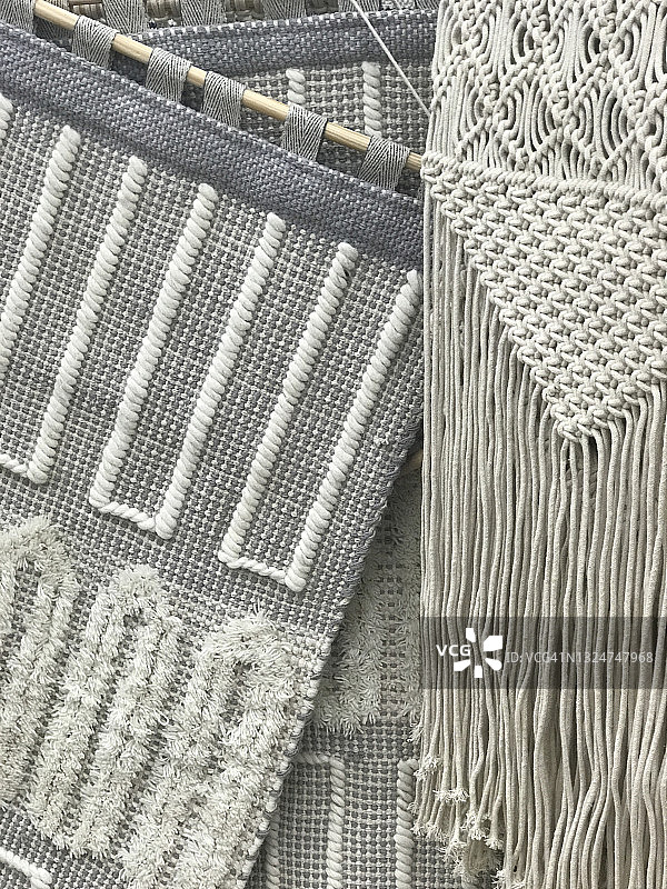 用于零售的天然材料制成的马卡拉梅挂毯图片素材