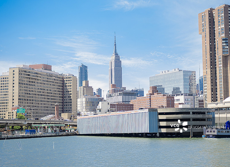 纽约市第34街海事和航空大楼，背景是帝国大厦图片素材