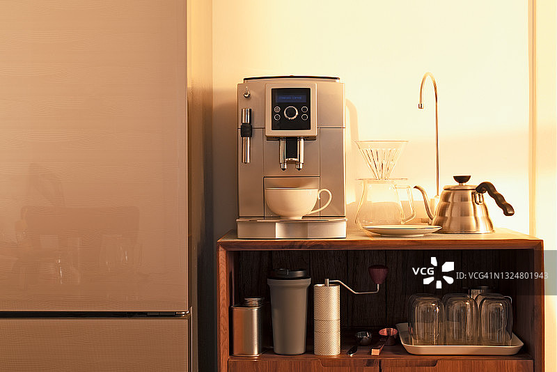 日落阳光居家咖啡角图片素材