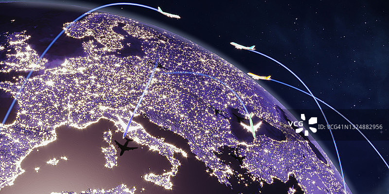 地球上的飞行飞机图片素材