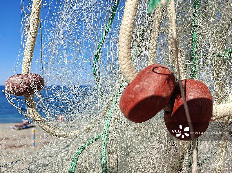 沙滩渔网特写图片素材