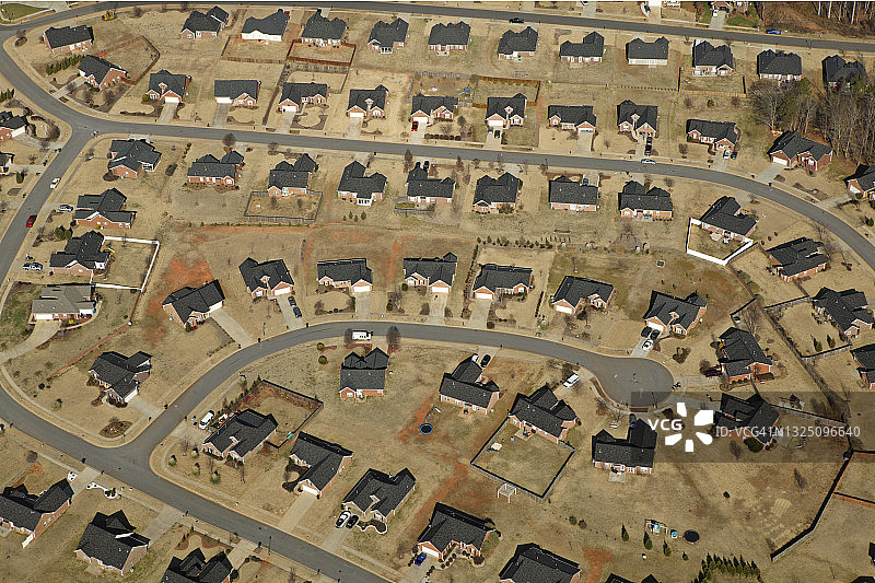 规划中的郊区社区鸟瞰图图片素材