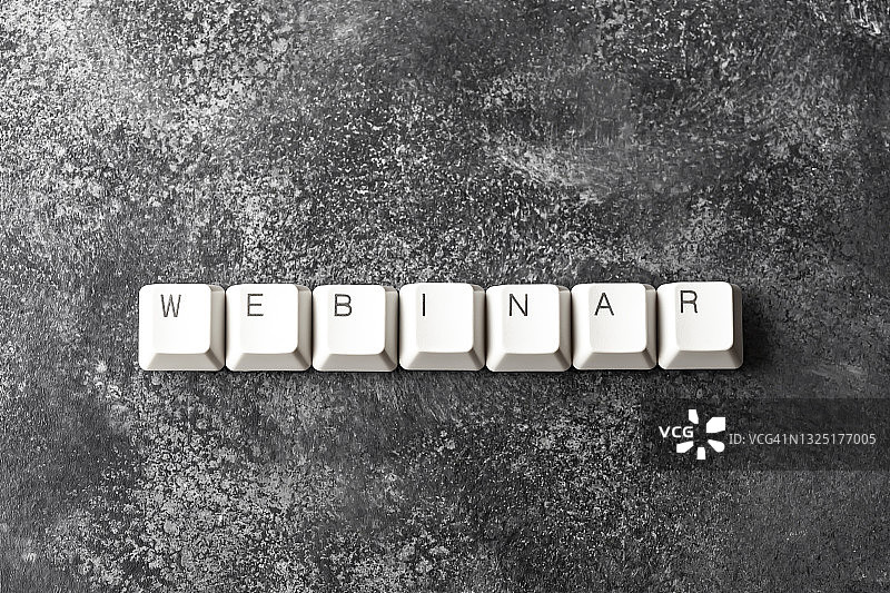 电脑键盘按键拼出WEBINAR（网络研讨会）图片素材