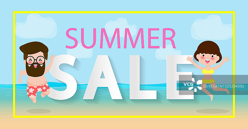 夏季促销网站banner设计模板，社交媒体、海报、邮件、电子报、广告、传单、招贴、宣传册、宣传单、网页贴纸促销素材矢量插画背景图片素材