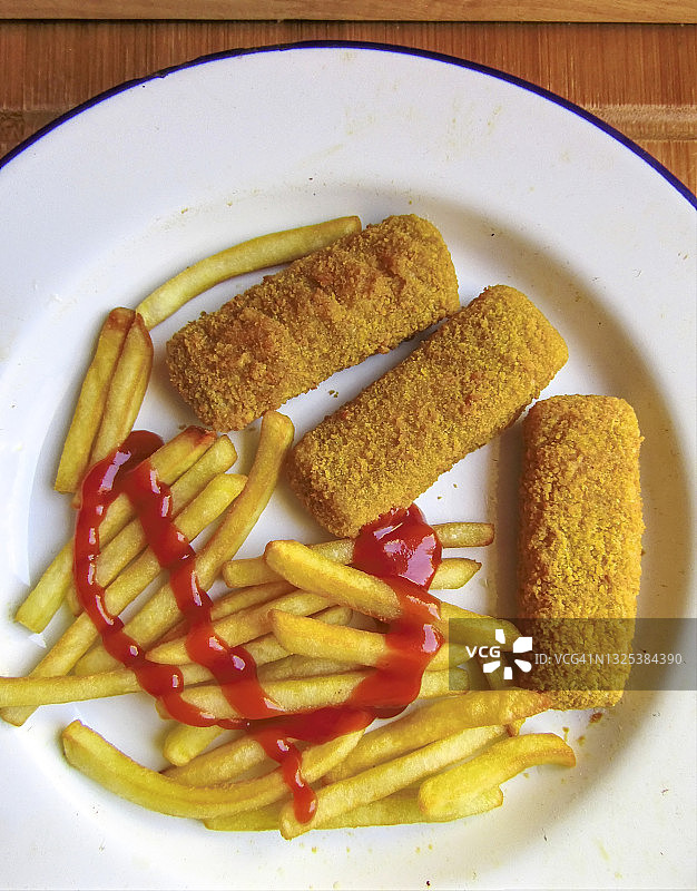 炸鱼条和薯条套餐图片素材