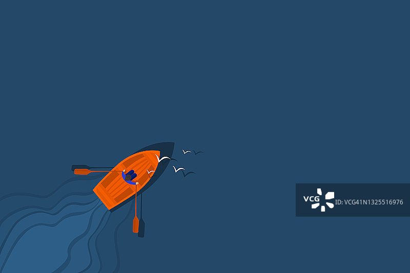 深蓝色湖中游客划船休闲概念航拍图片素材