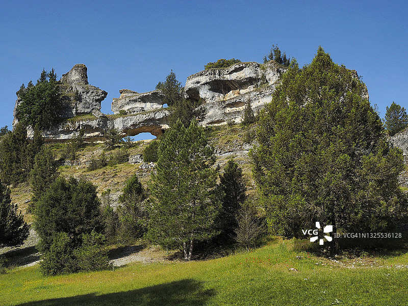 西班牙卡斯蒂利亚-莱昂自治区狼河峡谷的天然拱门图片素材