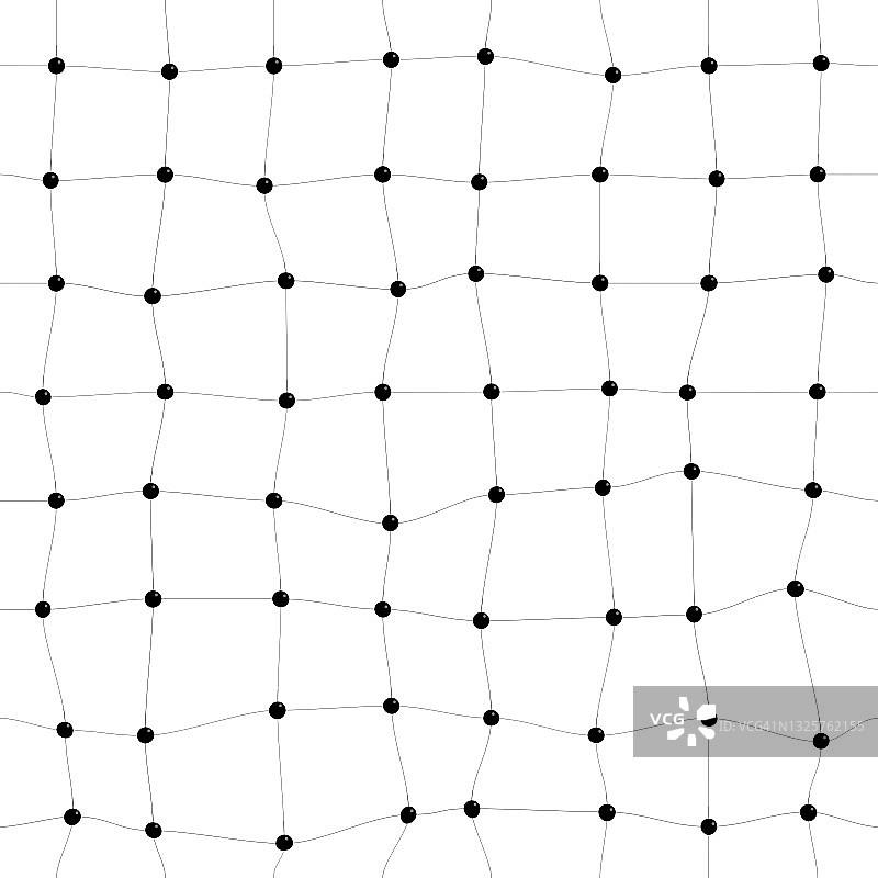 白色背景上的黑色点线扭曲网格图案图片素材