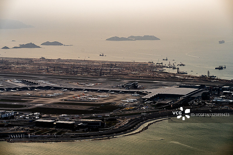 香港国际机场第三跑道建筑工地图片素材