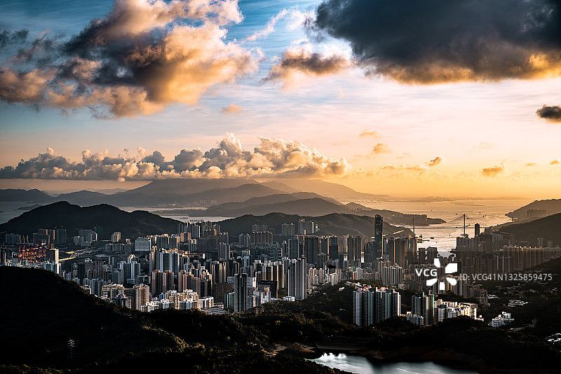 香港城市夜景（山顶视角）图片素材