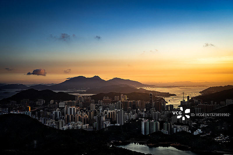 香港城市夜景（山顶视角）图片素材