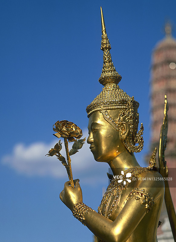曼谷佛教寺庙中的金色雕像图片素材
