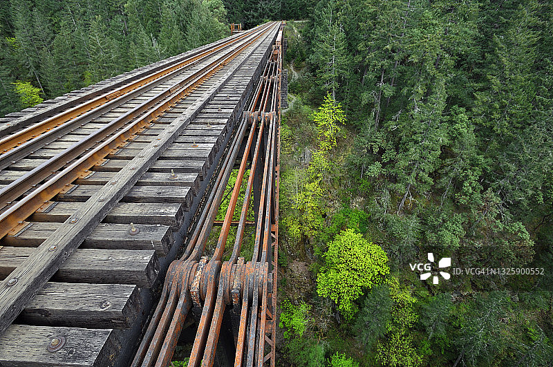 加拿大不列颠哥伦比亚省温哥华岛上的埃斯奎马尔特和纳奈莫铁路尼亚加拉峡谷大桥（弗雷泽河上的思科大桥）图片素材