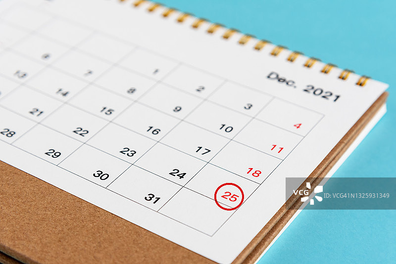 12月25日圣诞节日期日历图片素材