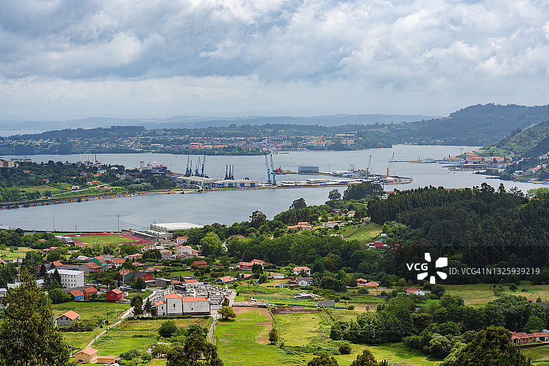 西班牙加利西亚费罗尔河口全景图片素材